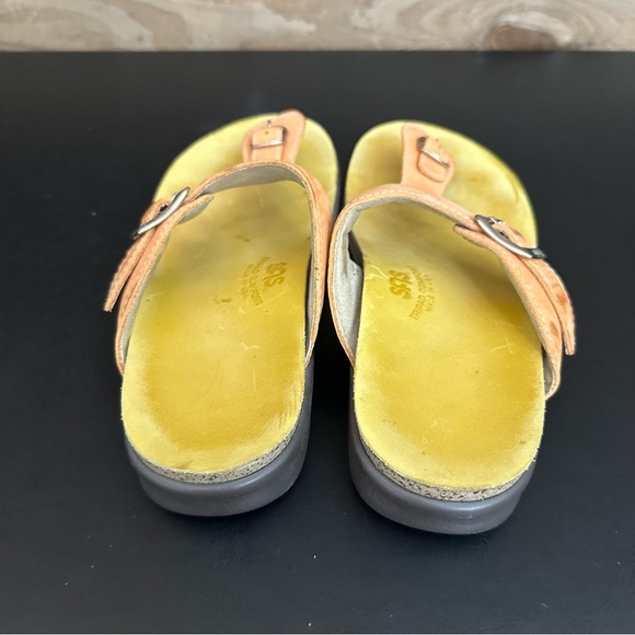 SAS Tripad Sanibel Leather Slip On Flip Flop Thong Sandal Womens Orange 8M - Picture 3 of 10